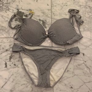 Navy and white stripe bikini.